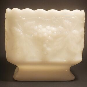 Vintage Anchor Hocking Milk Glass Harvest Grape Square Footed Trinket Bowl